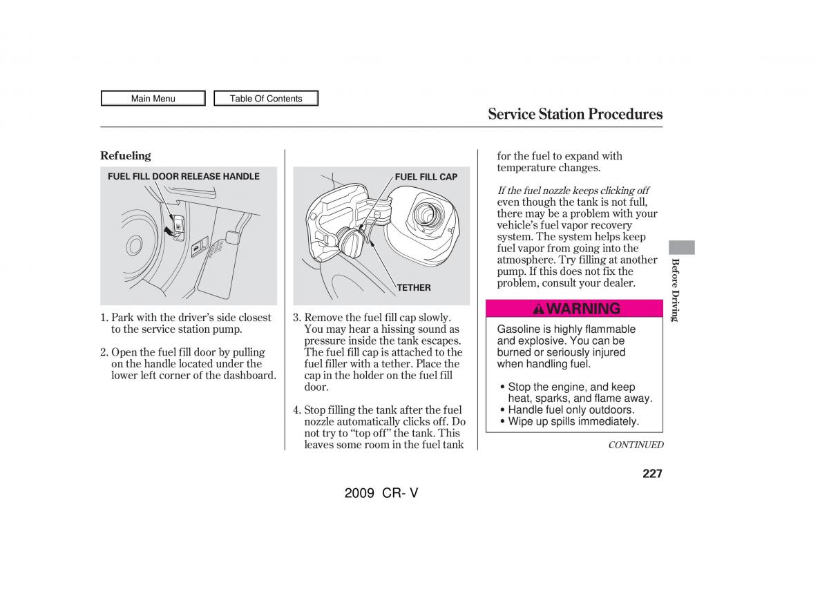 Honda CR V III 3 owners manual / page 231