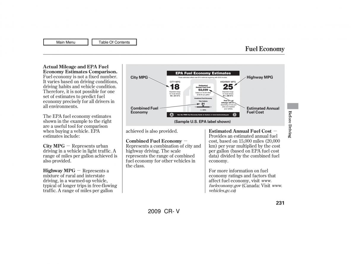 Honda CR V III 3 owners manual / page 235