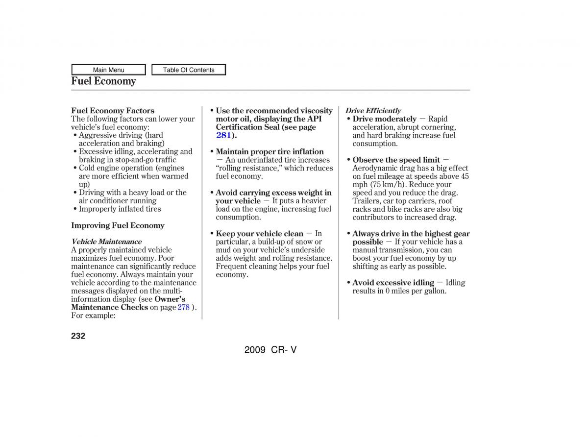 Honda CR V III 3 owners manual / page 236