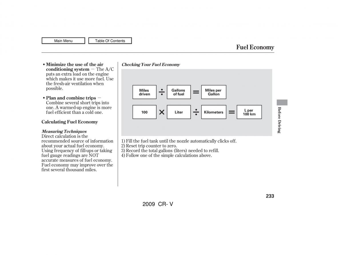 Honda CR V III 3 owners manual / page 237