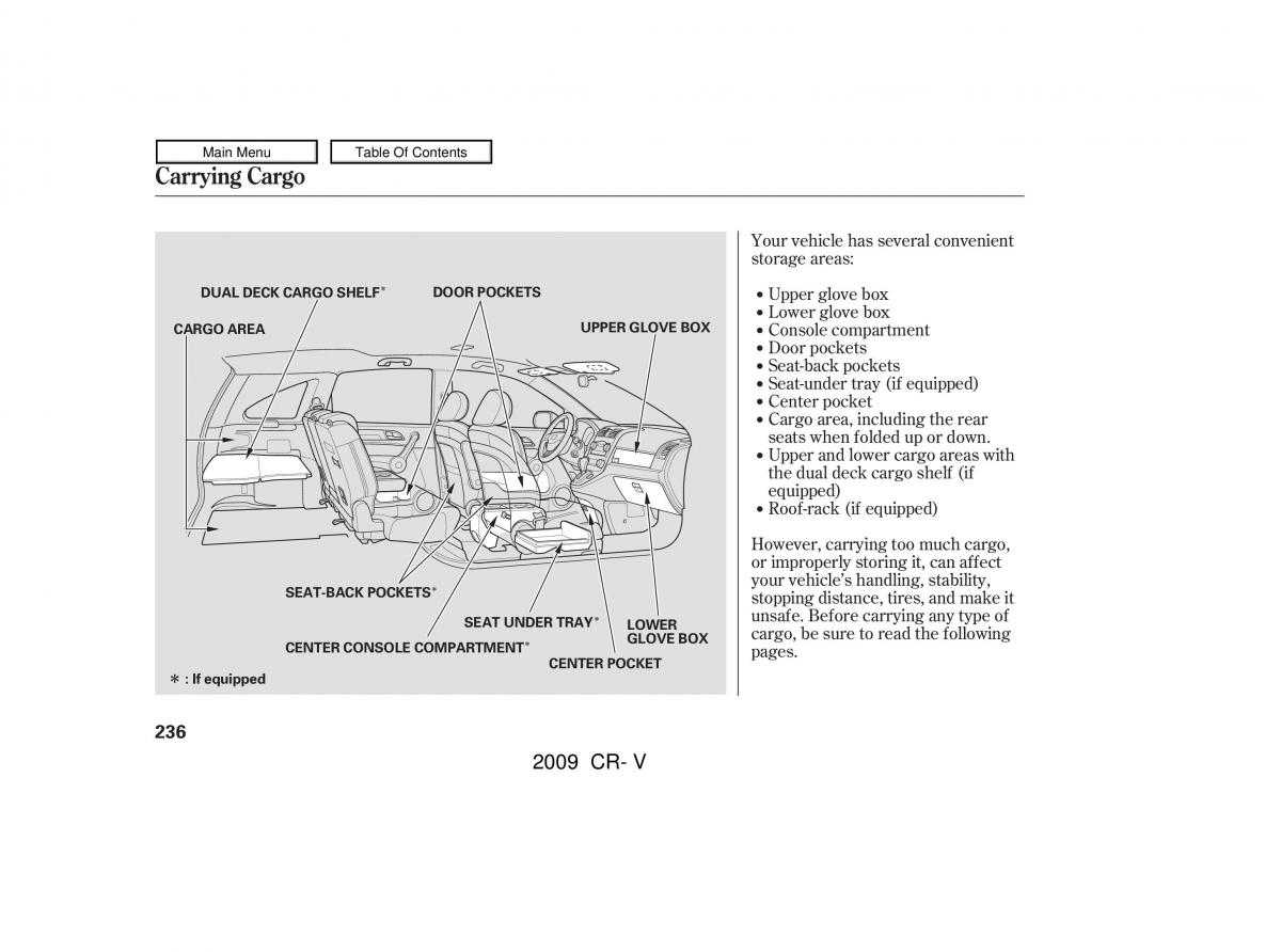 Honda CR V III 3 owners manual / page 240