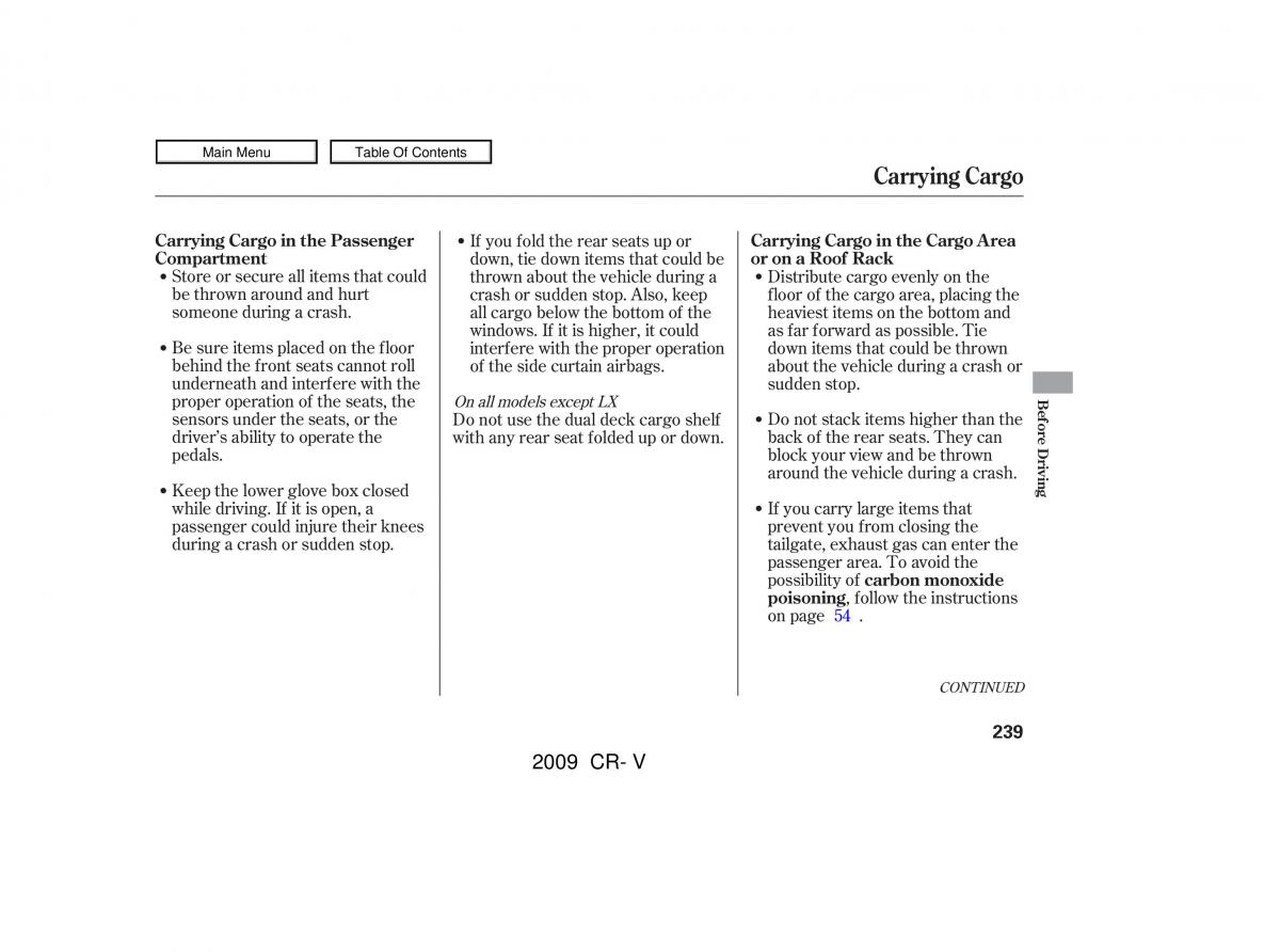 Honda CR V III 3 owners manual / page 243