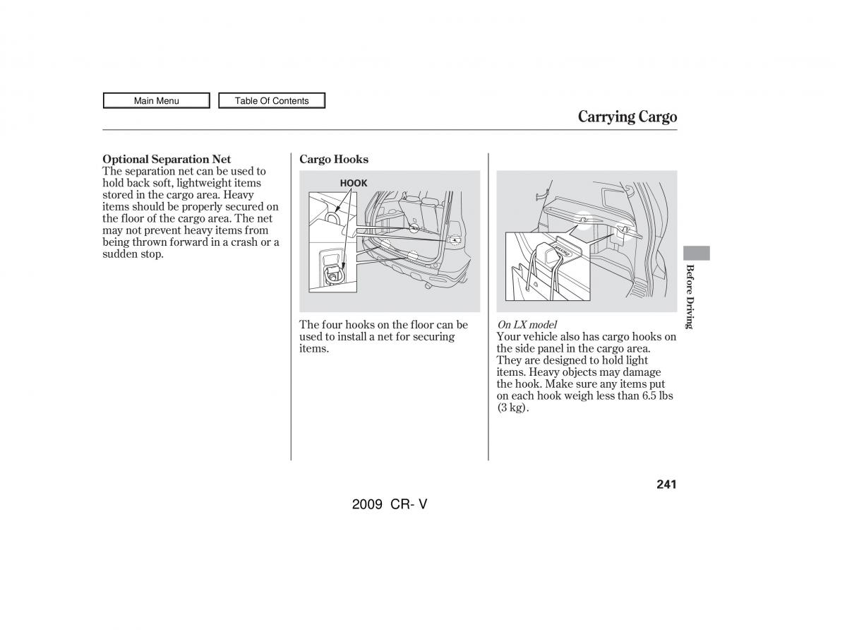 Honda CR V III 3 owners manual / page 245