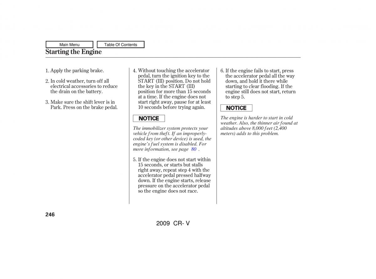 Honda CR V III 3 owners manual / page 250