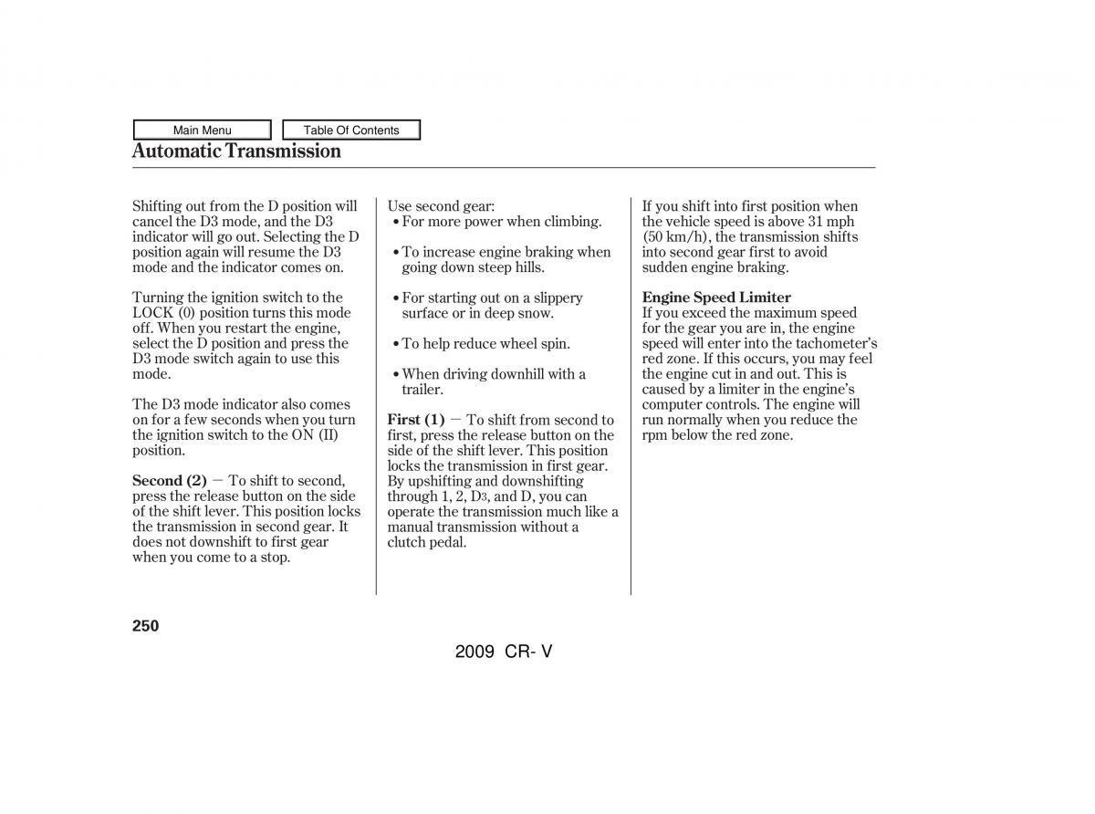 Honda CR V III 3 owners manual / page 254