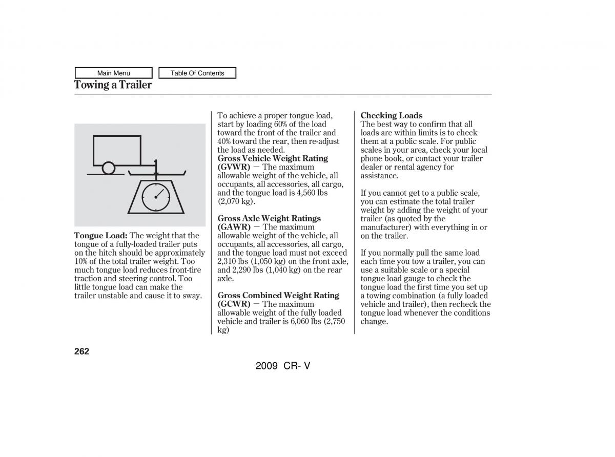 Honda CR V III 3 owners manual / page 266