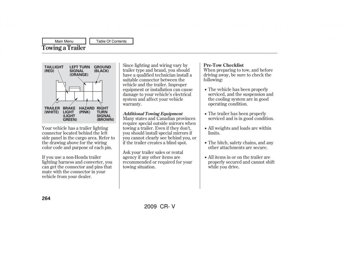 Honda CR V III 3 owners manual / page 268