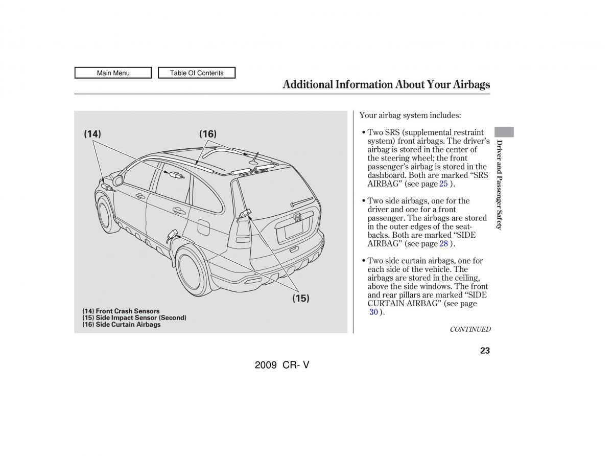 Honda CR V III 3 owners manual / page 27