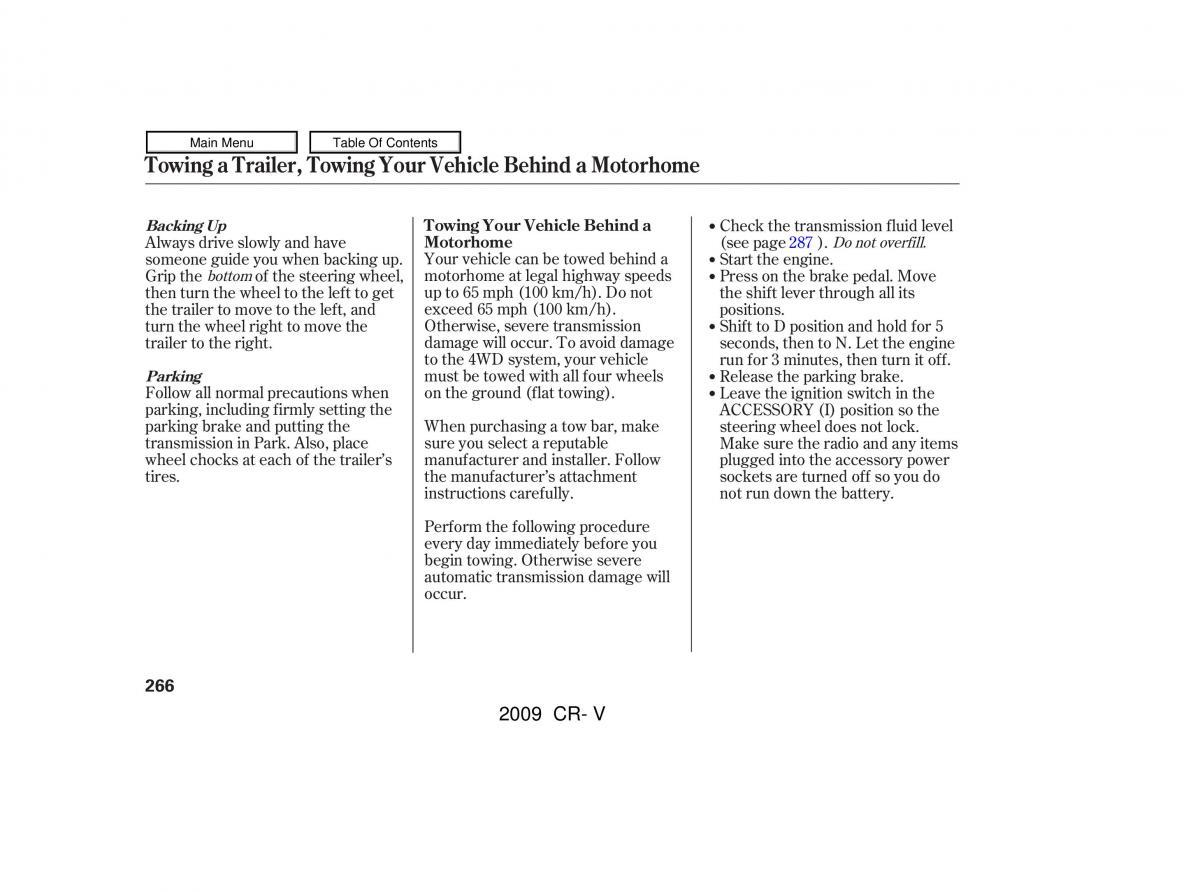 Honda CR V III 3 owners manual / page 270