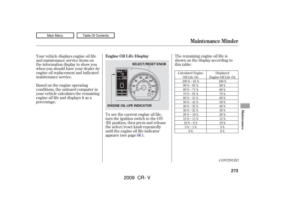 Honda CR V III 3 owners manual / page 277