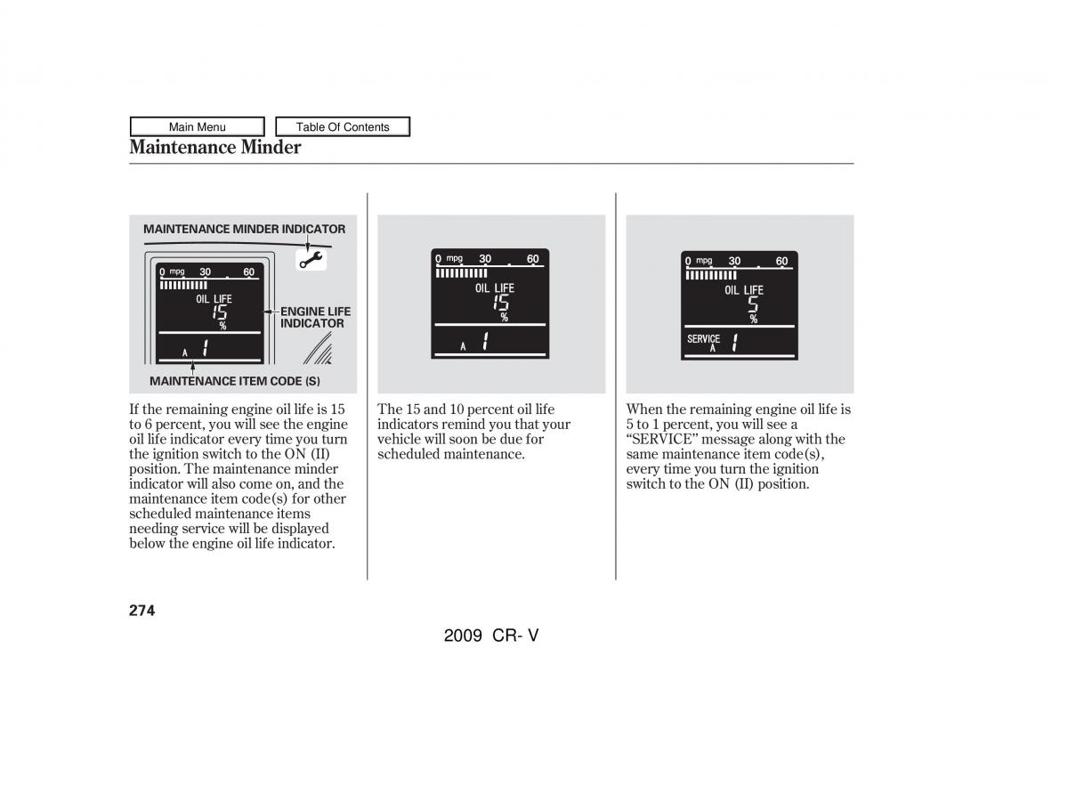 Honda CR V III 3 owners manual / page 278