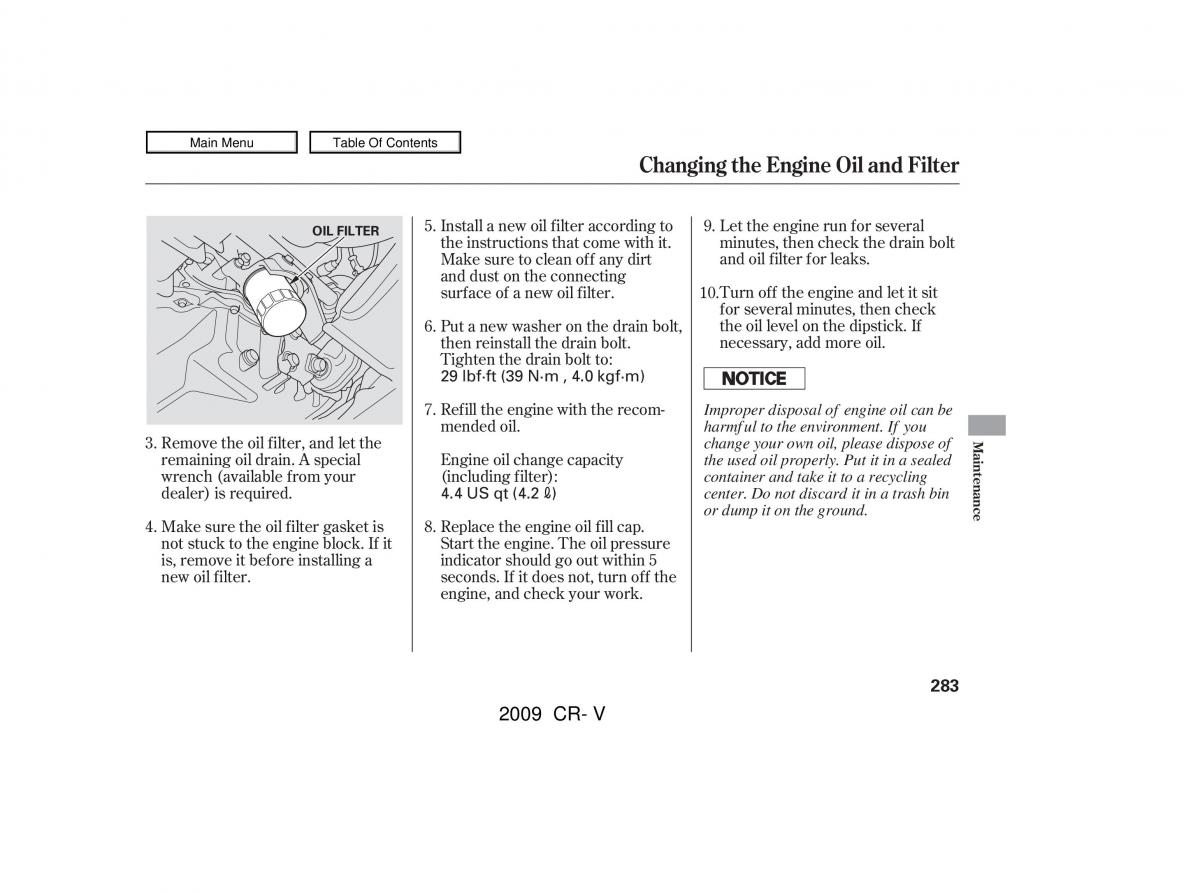 Honda CR V III 3 owners manual / page 287