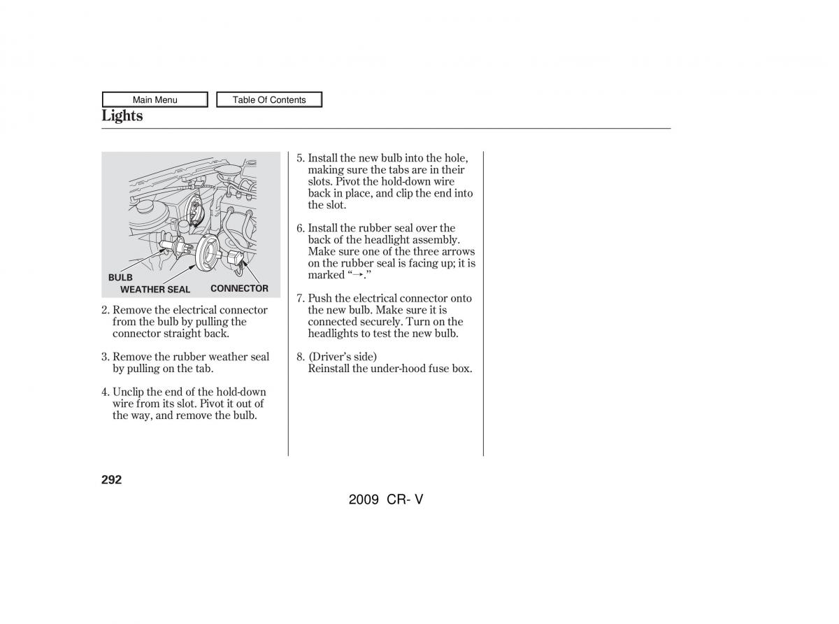 Honda CR V III 3 owners manual / page 296