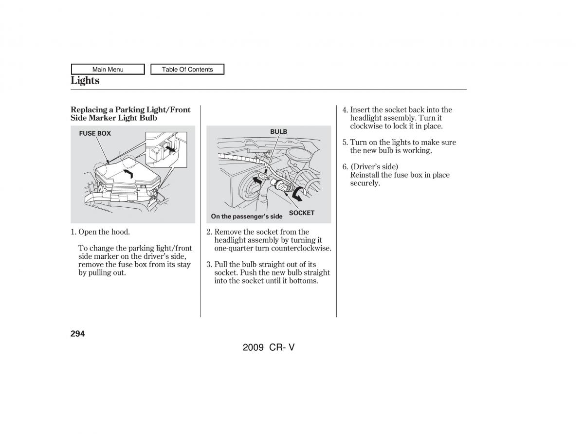 Honda CR V III 3 owners manual / page 298