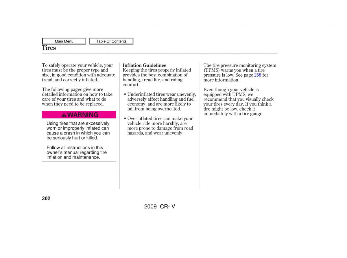 Honda CR V III 3 owners manual / page 306