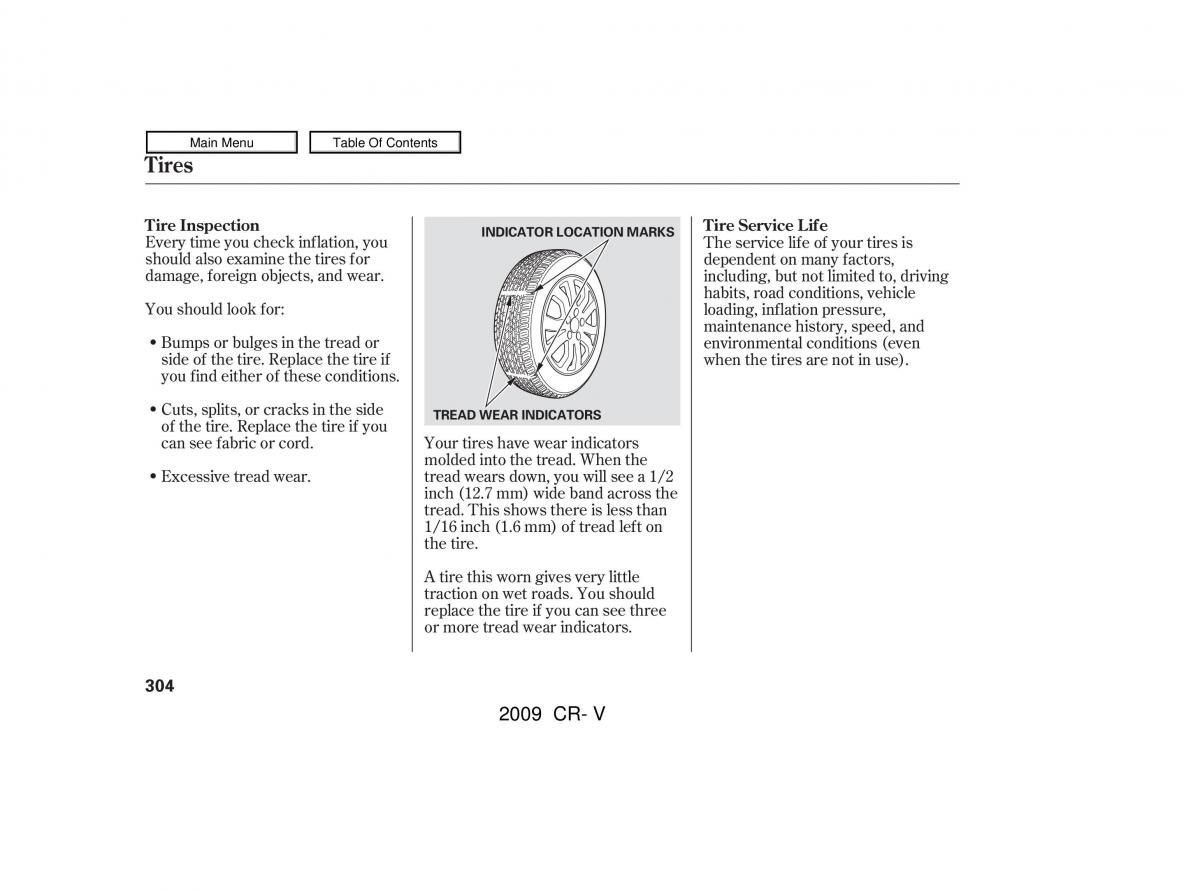 Honda CR V III 3 owners manual / page 308