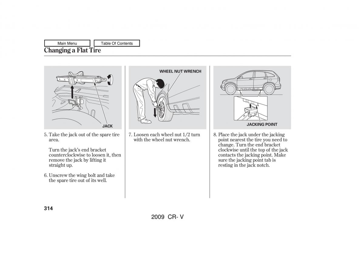 Honda CR V III 3 owners manual / page 318