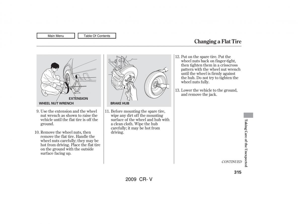 Honda CR V III 3 owners manual / page 319