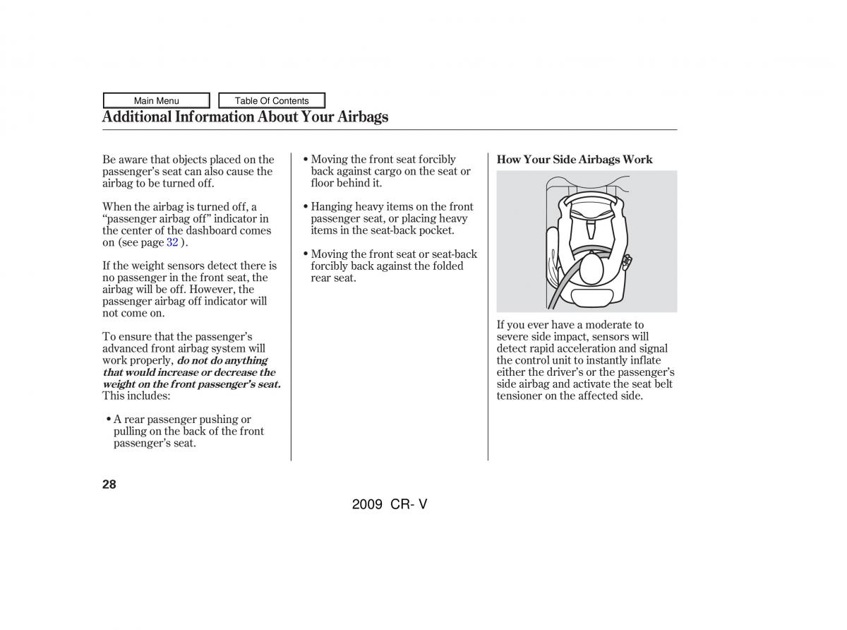 Honda CR V III 3 owners manual / page 32