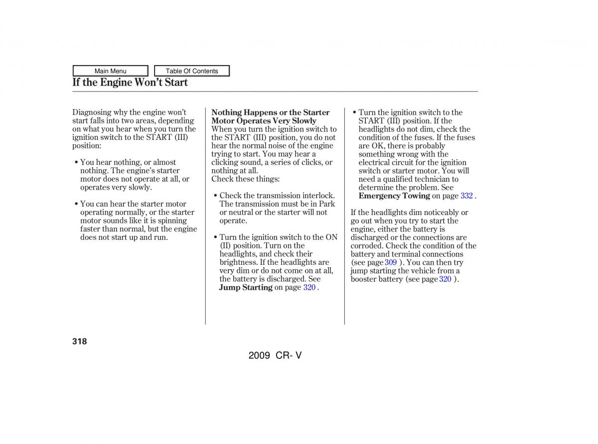 Honda CR V III 3 owners manual / page 322