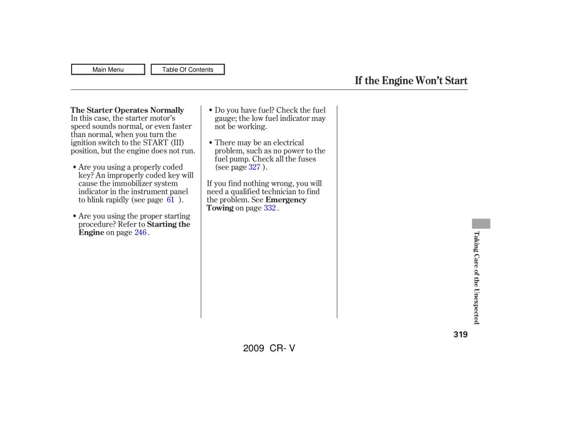 Honda CR V III 3 owners manual / page 323