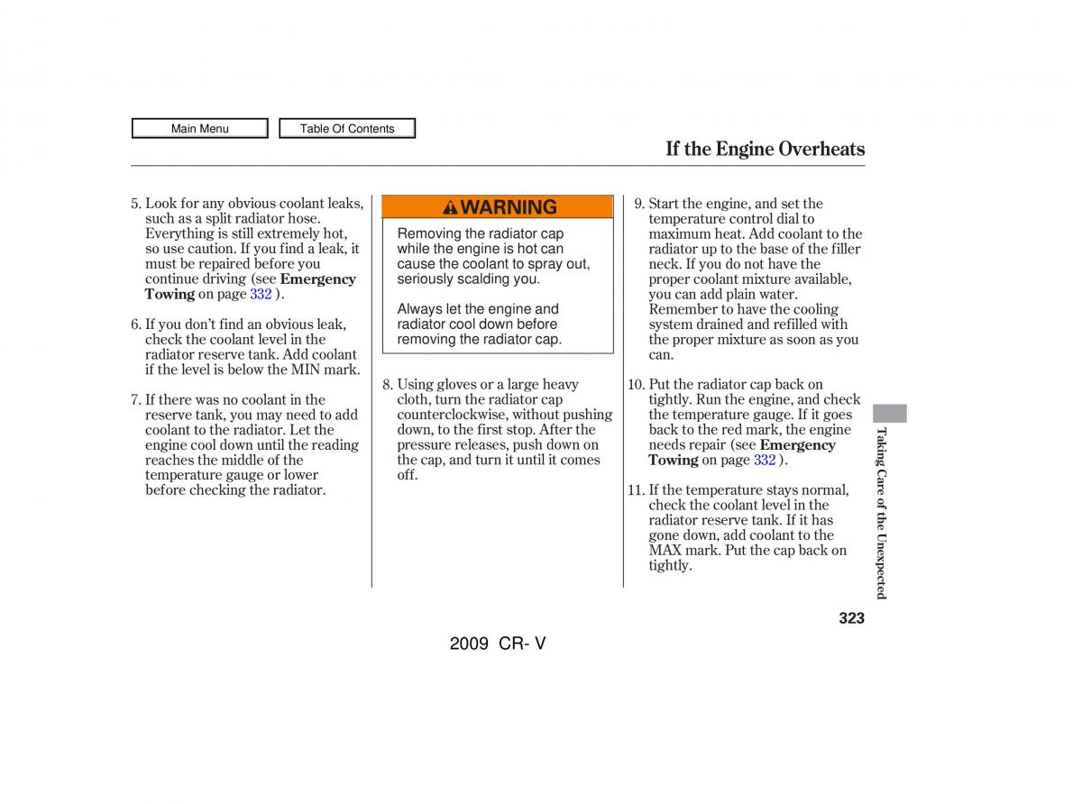 Honda CR V III 3 owners manual / page 327