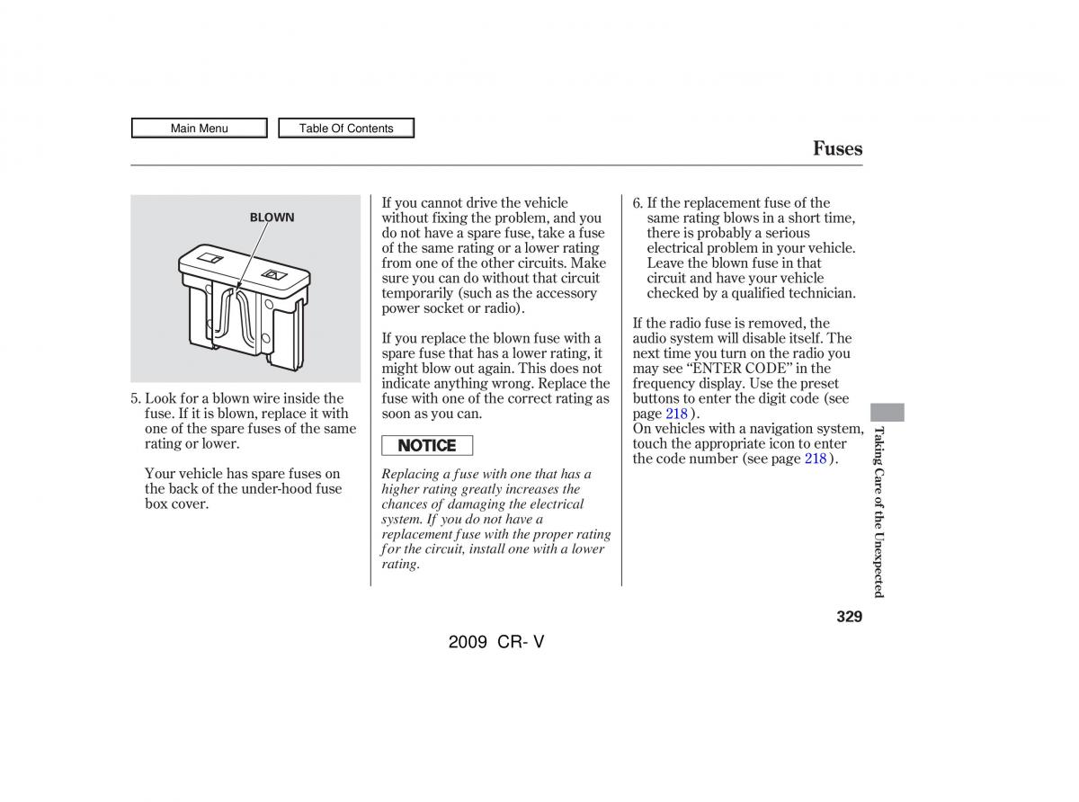 Honda CR V III 3 owners manual / page 333