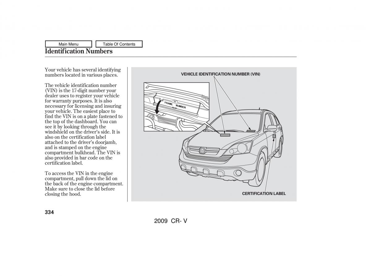 Honda CR V III 3 owners manual / page 338