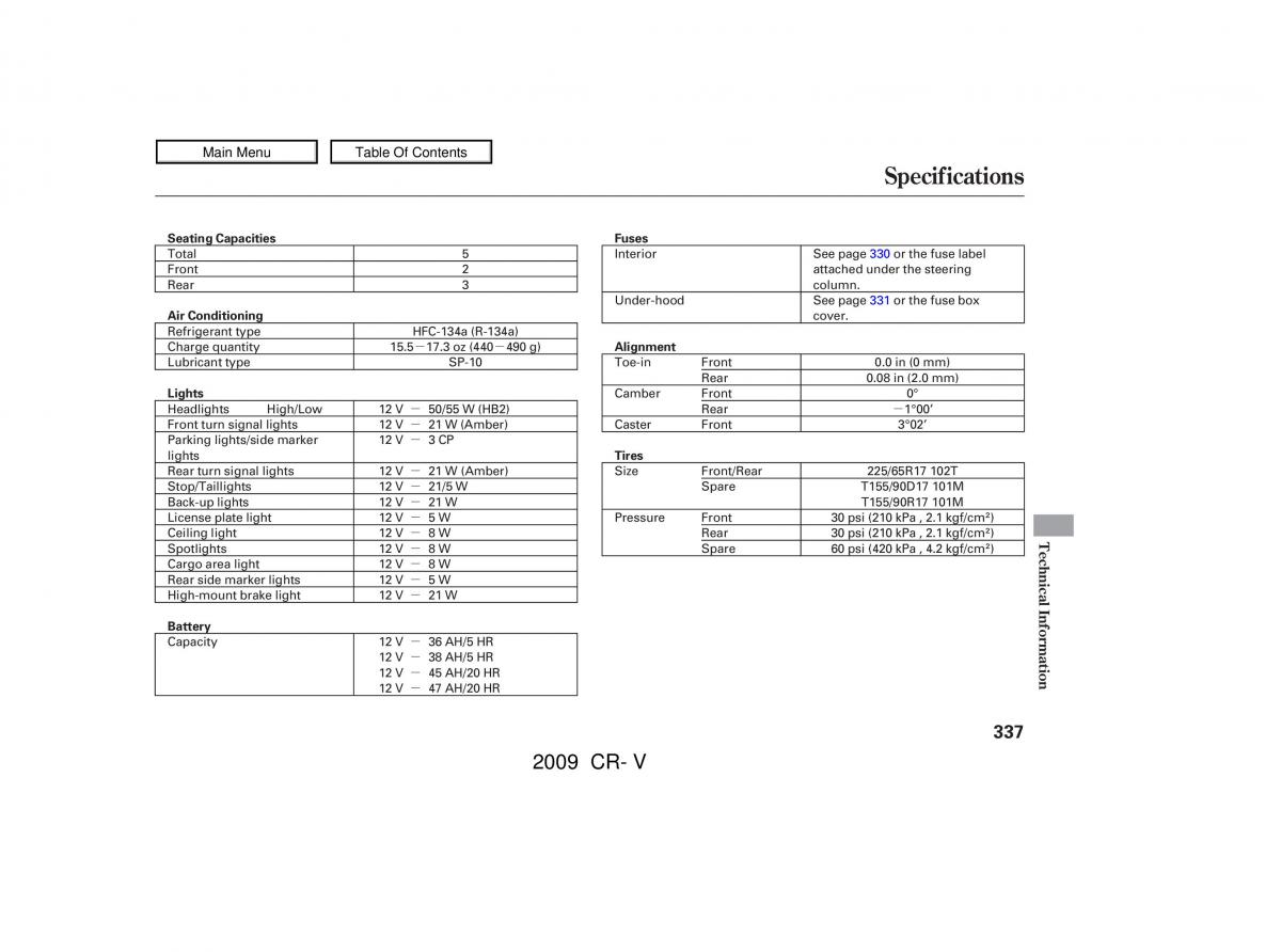 Honda CR V III 3 owners manual / page 341