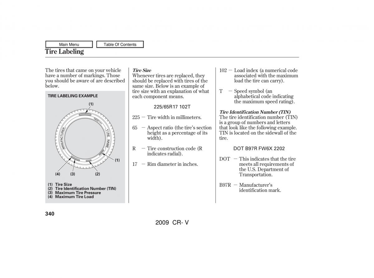 Honda CR V III 3 owners manual / page 344