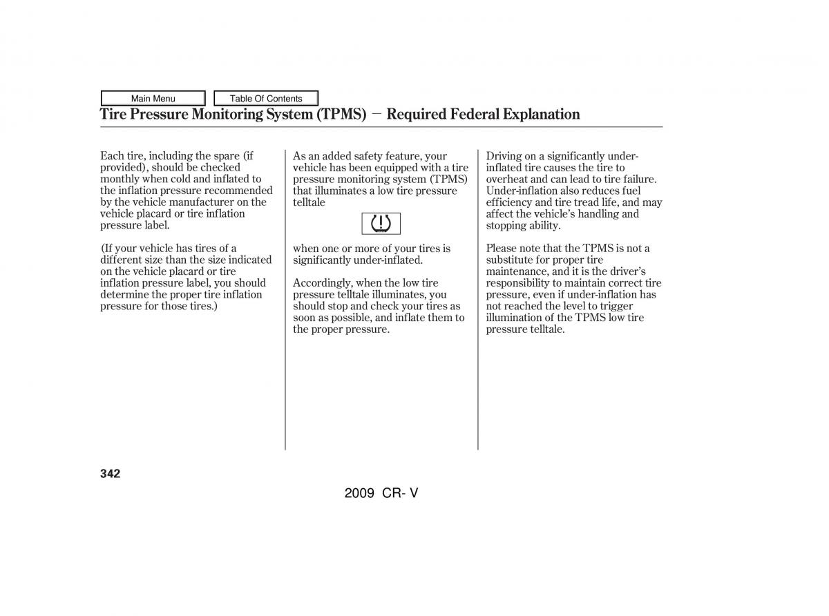 Honda CR V III 3 owners manual / page 346