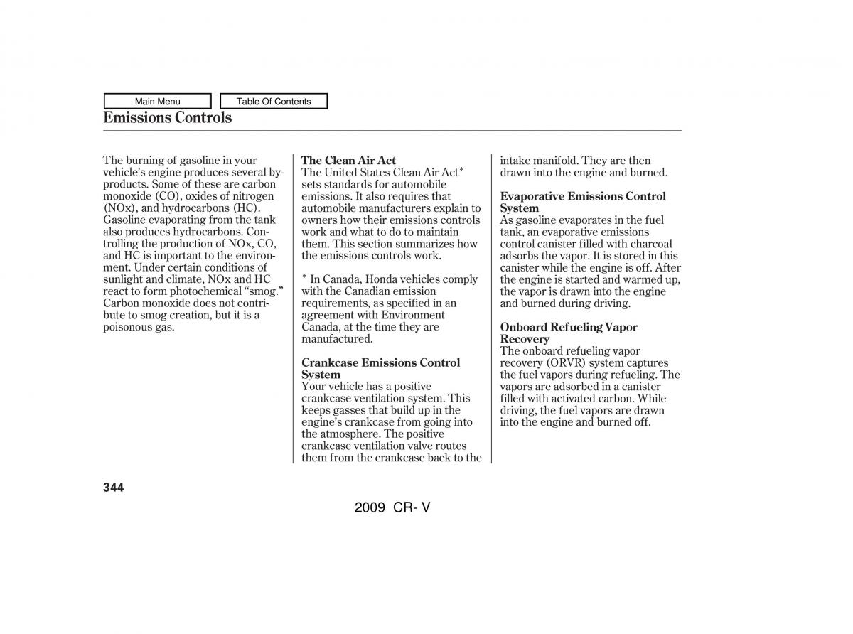 Honda CR V III 3 owners manual / page 348