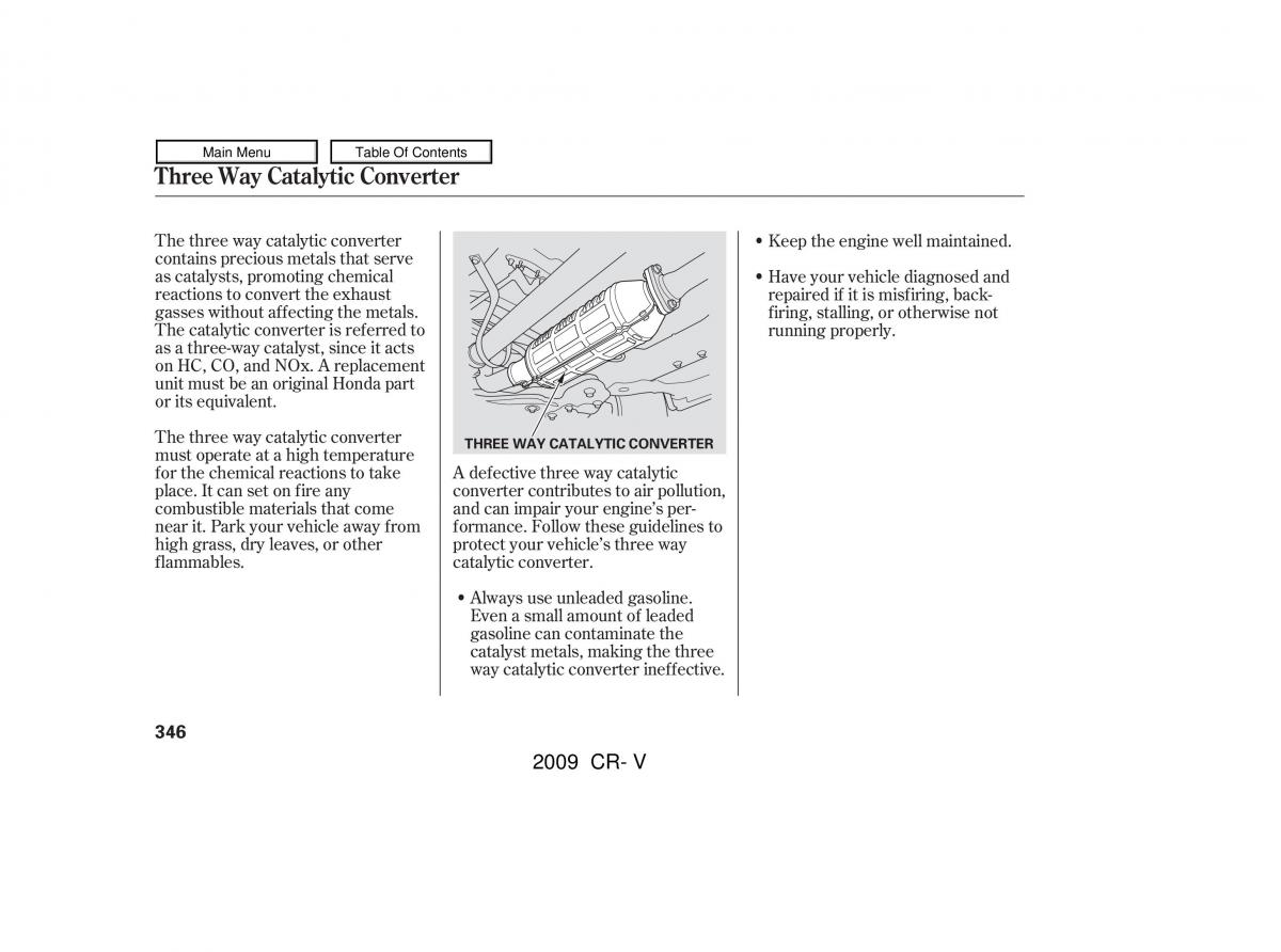 Honda CR V III 3 owners manual / page 350