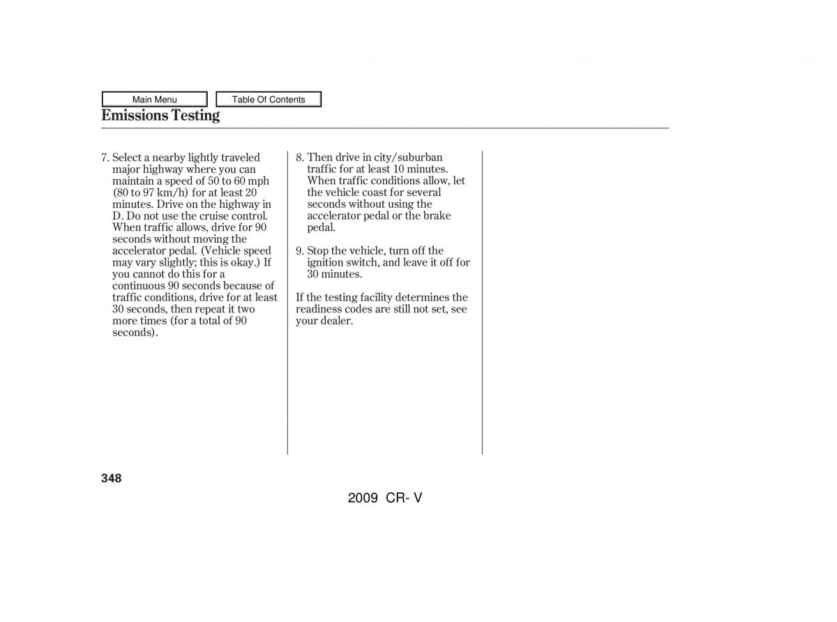 Honda CR V III 3 owners manual / page 352