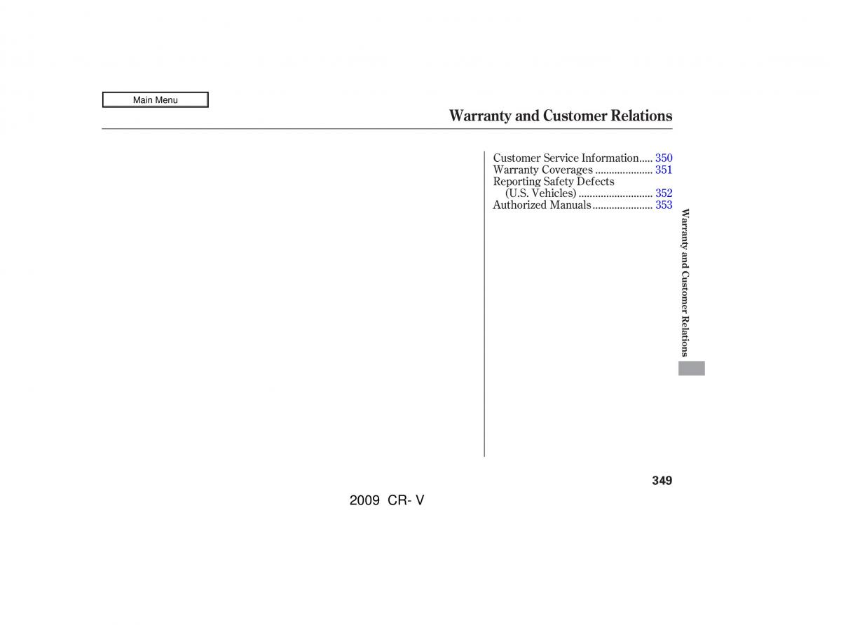 Honda CR V III 3 owners manual / page 353