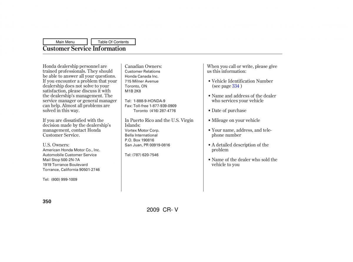 Honda CR V III 3 owners manual / page 354