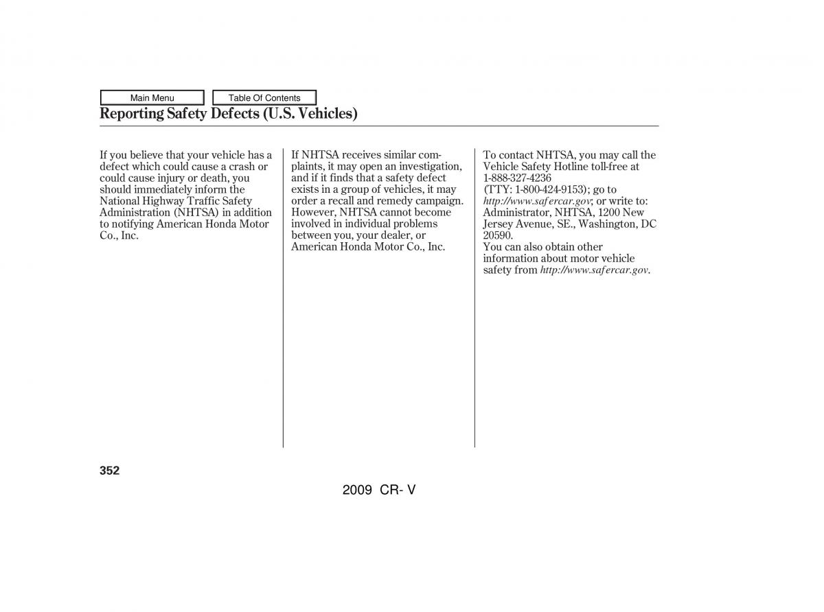 Honda CR V III 3 owners manual / page 356