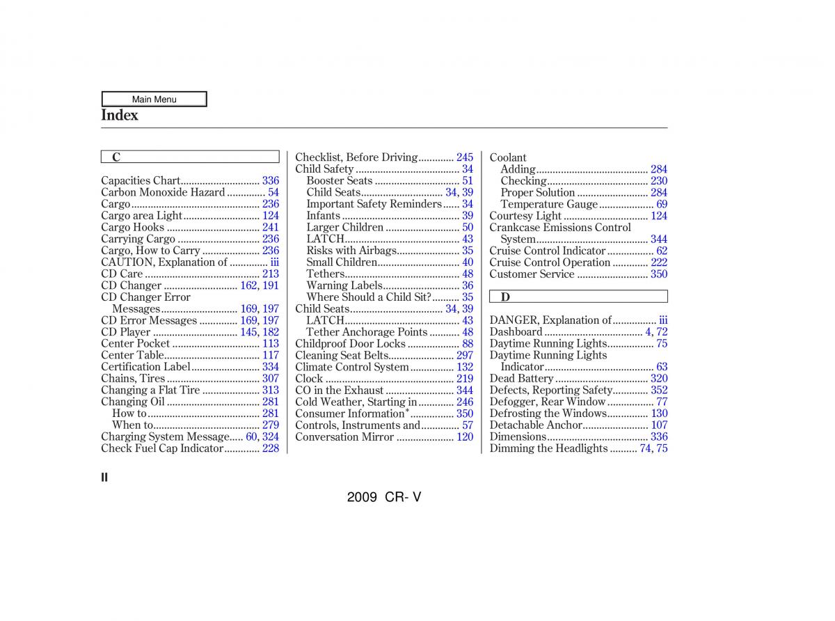 Honda CR V III 3 owners manual / page 360