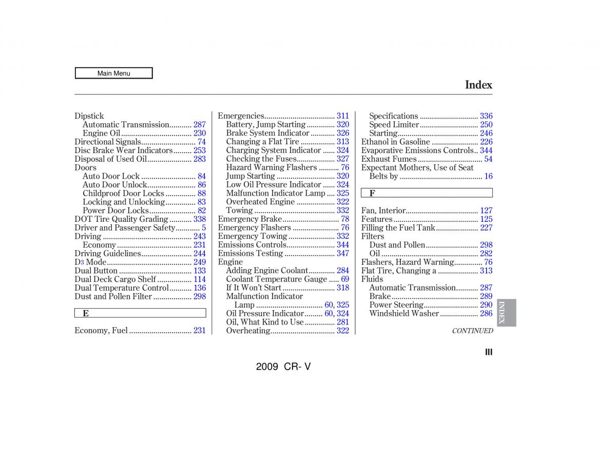 manual  Honda CR V III 3 owners manual / page 361