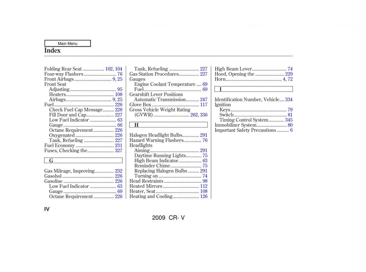 Honda CR V III 3 owners manual / page 362