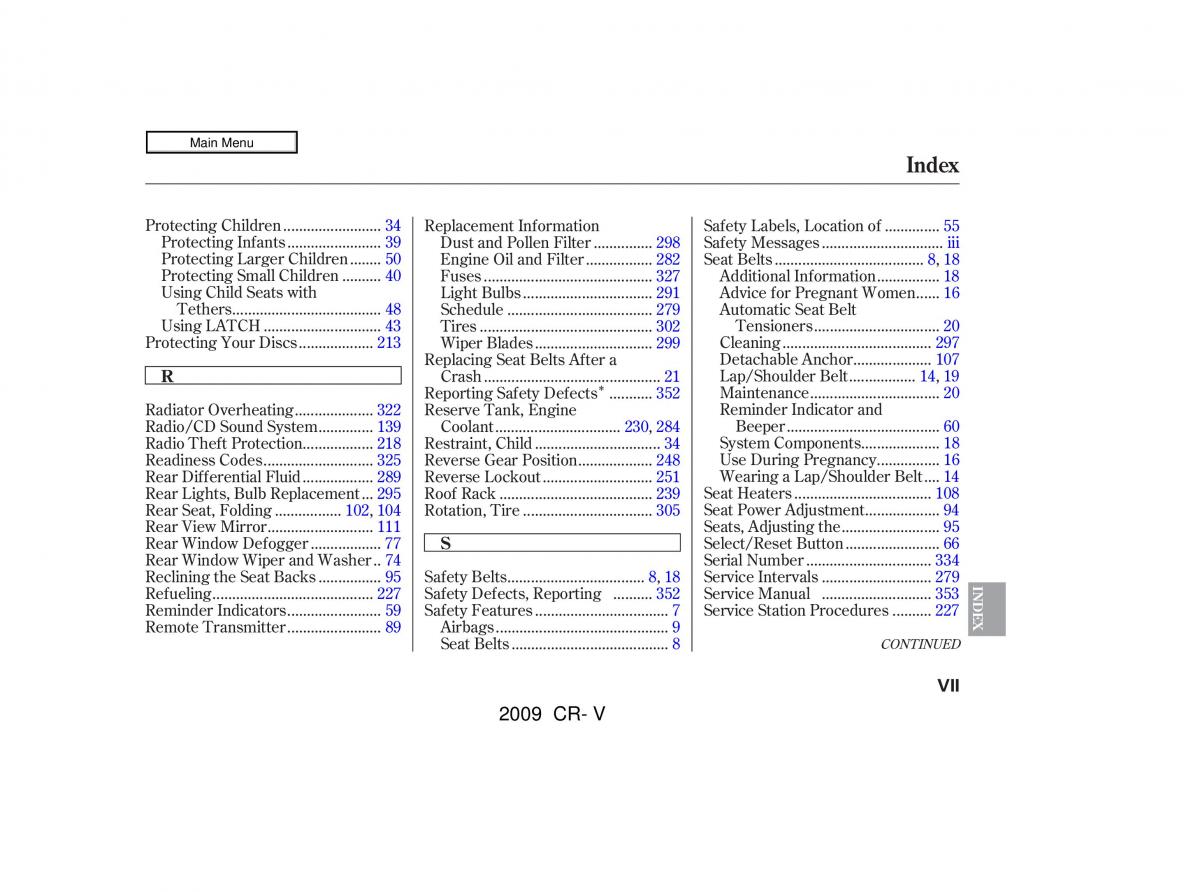 manual  Honda CR V III 3 owners manual / page 365