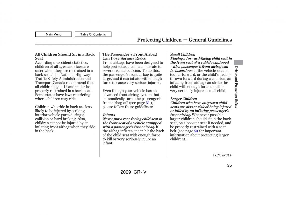 Honda CR V III 3 owners manual / page 39