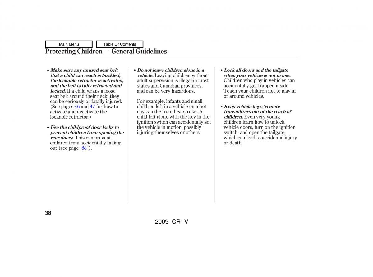 Honda CR V III 3 owners manual / page 42