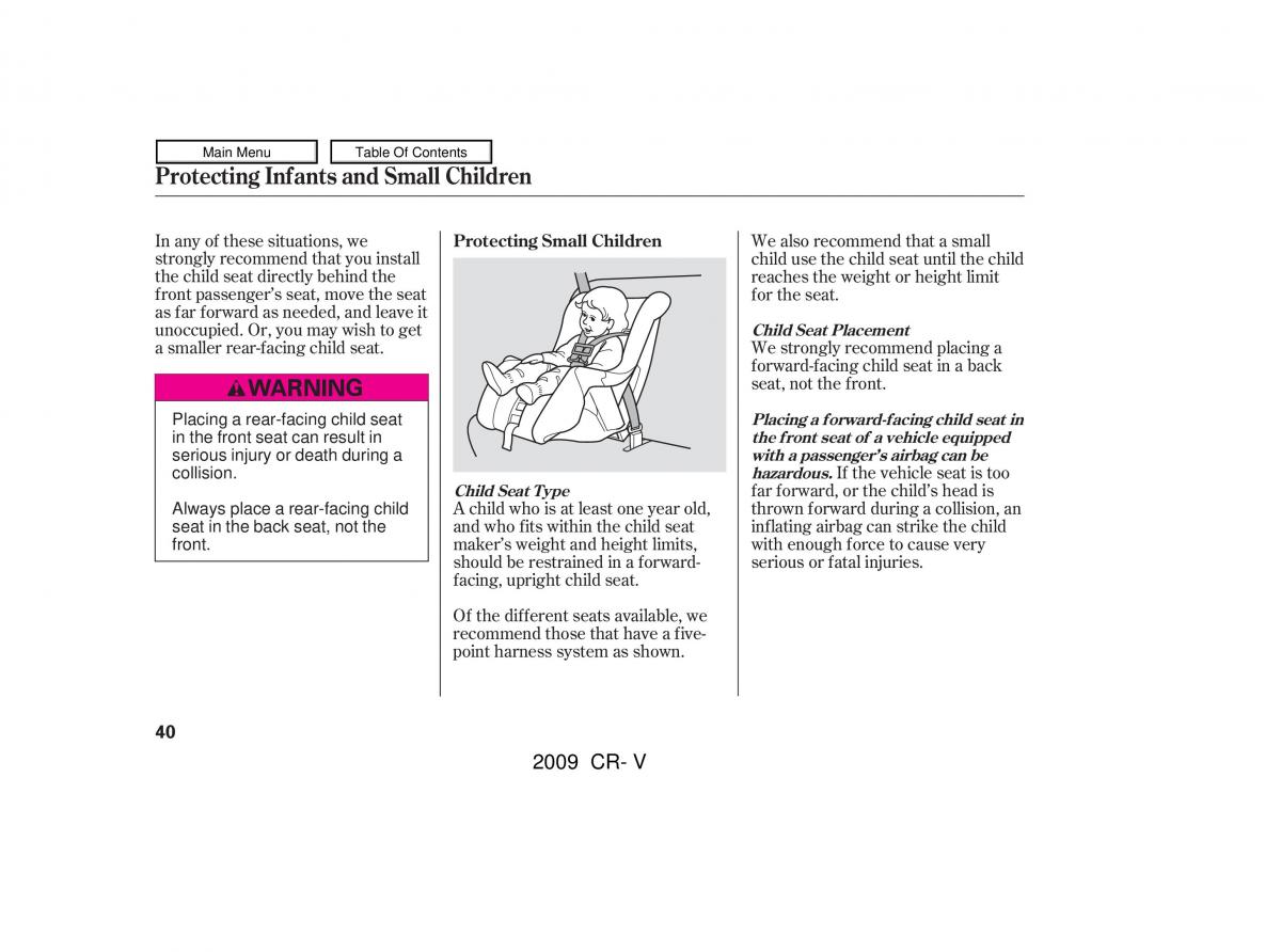 Honda CR V III 3 owners manual / page 44