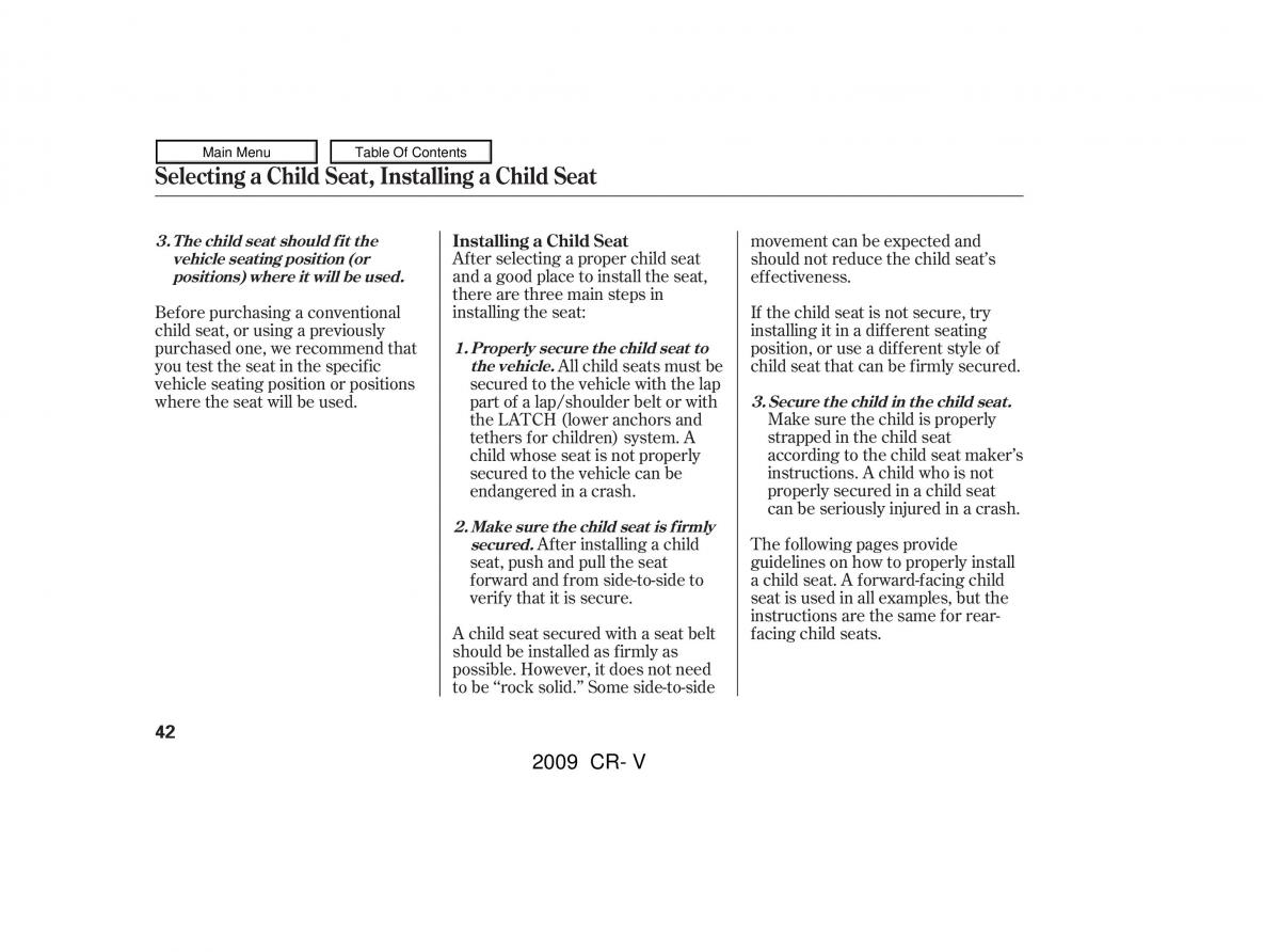 Honda CR V III 3 owners manual / page 46