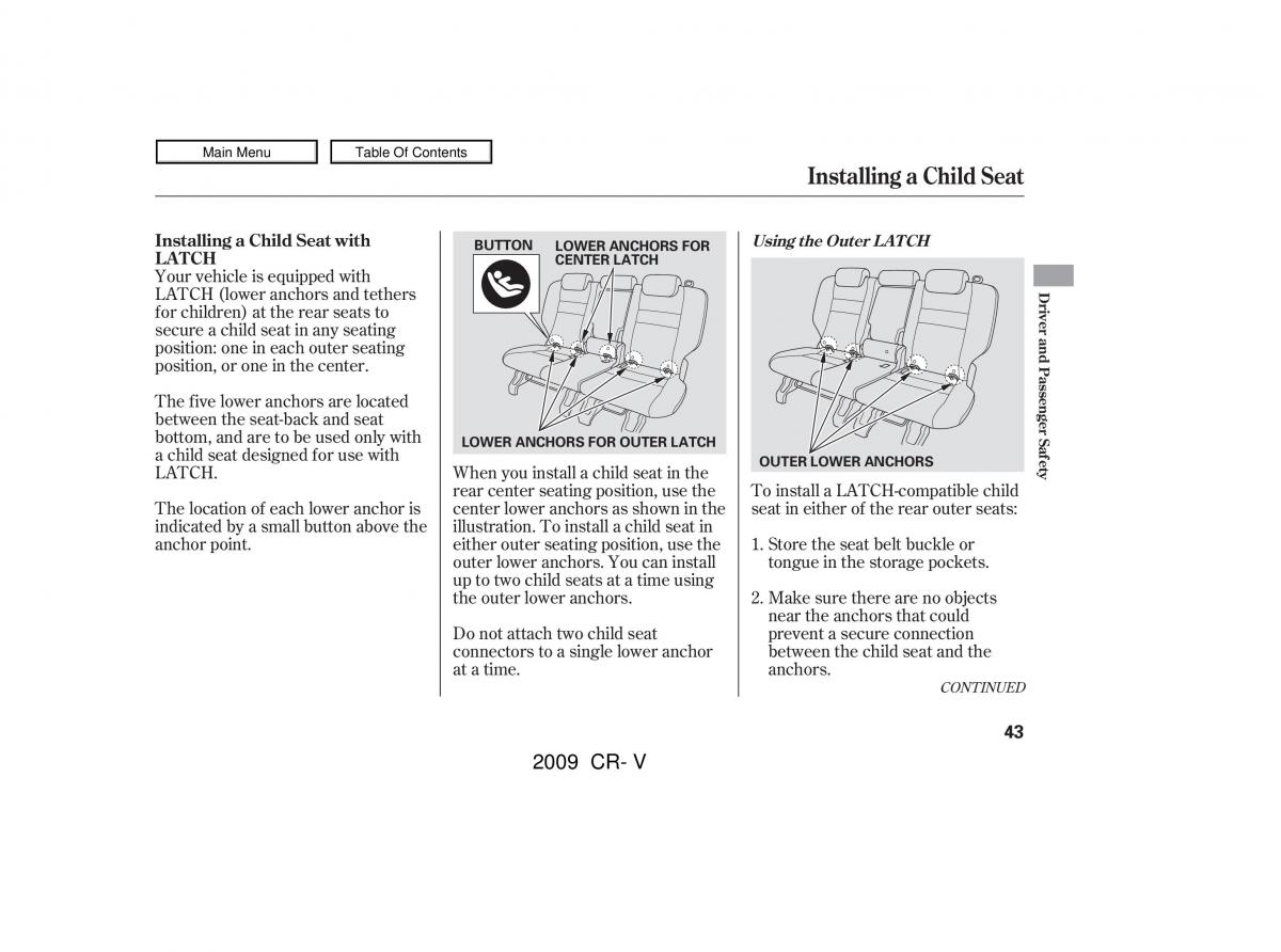 Honda CR V III 3 owners manual / page 47