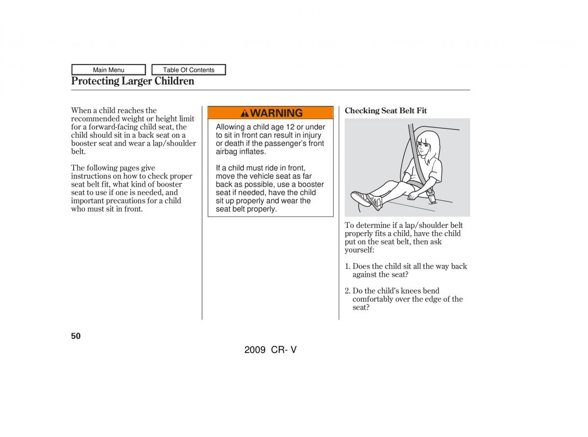 Honda CR V III 3 owners manual / page 54