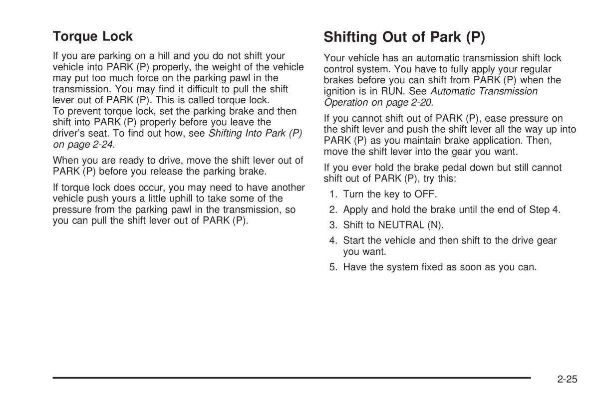 Chevrolet Astro II 2 owners manual / page 103