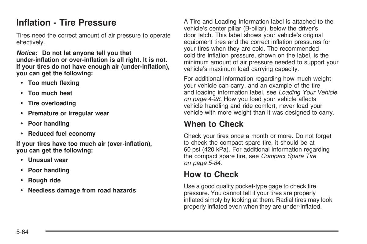 Chevrolet Astro II 2 owners manual / page 276