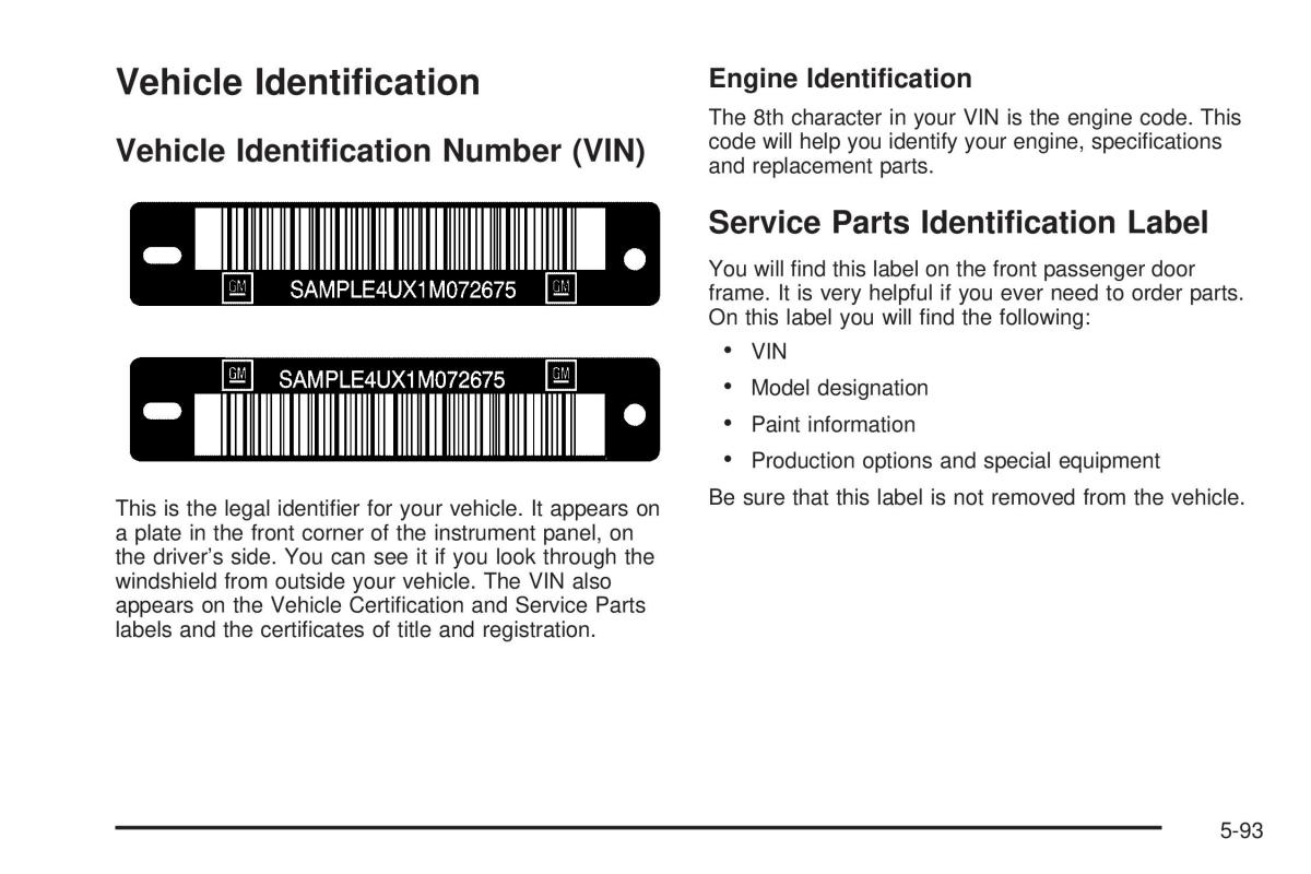 Chevrolet Astro II 2 owners manual / page 305